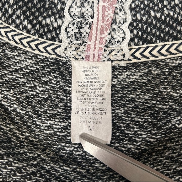 Mauve Open Cardigan Black White Waterfall Sweater - Picture 5 of 7